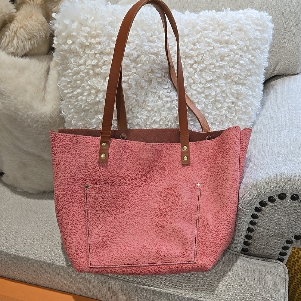 Pink and Tan Tote Bag